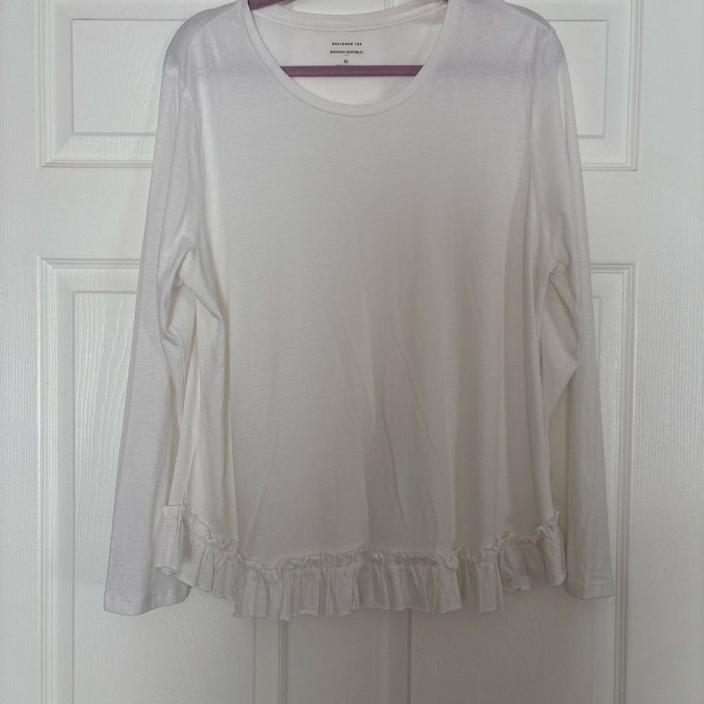 Banana Republic Designer Tee long Sleeve Ruffle XL